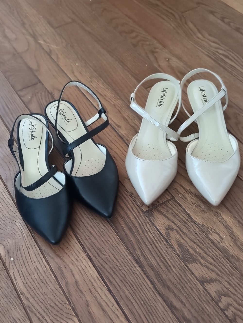Life Stride Pointed Slingback Heels Bundle— Black and Cream Duo